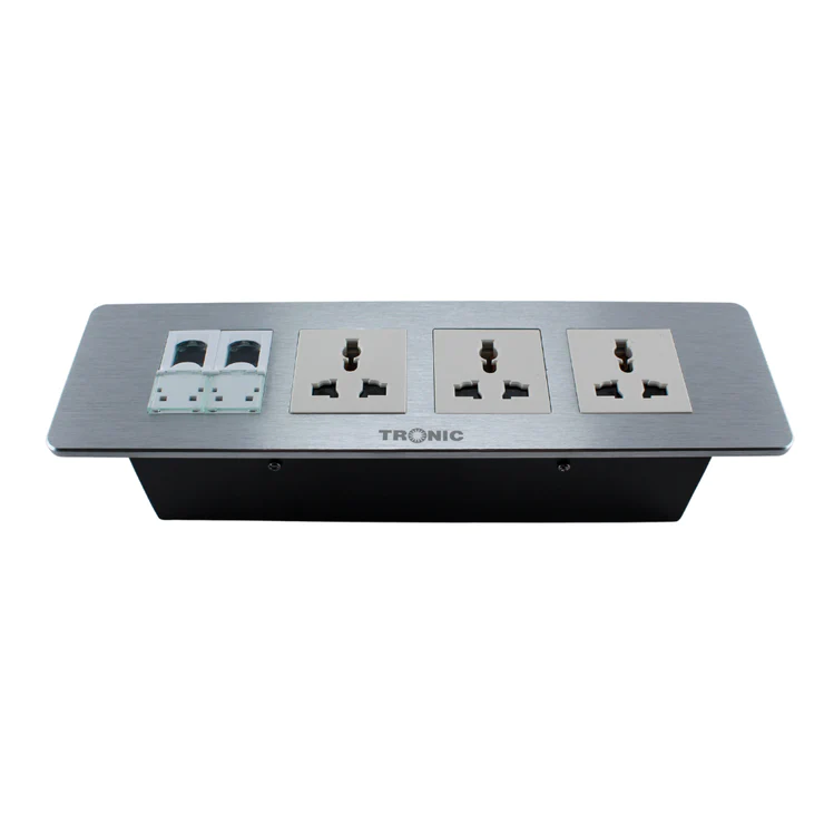 Floor Socket Universal X 3 + RJ45 Data X 2